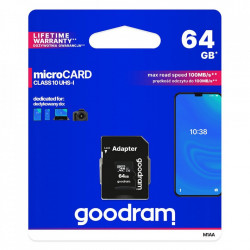 Card de memorie Goodram Microcard 64GB micro SD HC UHS-I clasa 10 + adaptor SD (M1AA-0640R12)