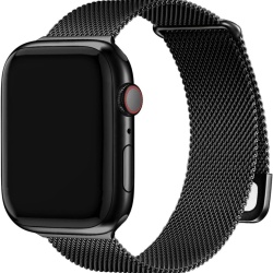 Curea Metalică Milaneză din Oțel Inoxidabil Fullmosa Compatibilă cu Apple Watch 38mm / 40mm / 41mm / 42mm (Seriile 10/11/12), Închidere Magnetică Reglabilă, Margini Lustruite, pentru Femei și Bărbați, Negru