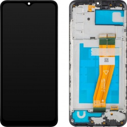 Display cu Touchscreen MP compatibil cu Samsung Galaxy A03s A037, cu Rama, Versiune F, Negru, Swap