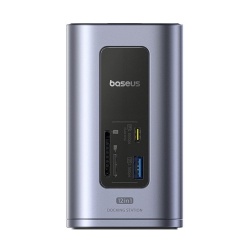 DOCKING STATION Baseus Spacemate RD1 12 in 1, input USB Type-C, output 2xHDMI 4K@60Hz, 2xUSB-C (10Gbps), 2xUSB-A (5Gbps), 2xUSB, 1xRJ45, card reader SD/micro SD, 1XUSB-C (PD), gri - Img 2
