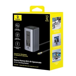 DOCKING STATION Baseus Spacemate RD1 12 in 1, input USB Type-C, output 2xHDMI 4K@60Hz, 2xUSB-C (10Gbps), 2xUSB-A (5Gbps), 2xUSB, 1xRJ45, card reader SD/micro SD, 1XUSB-C (PD), gri - Img 11