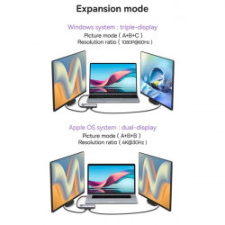 Docking Station HUB 6 in 1 USB Type C - 1 x HDMI / 3 x USB 3.2 Gen. 1/1 x Power Delivery / 1 x VGA gray (WKWG030013) - Img 2