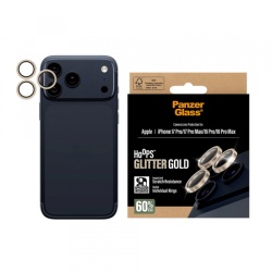 Folie de protectie Camera Spate PanzerGlass Hoops Glitter pentru Apple iPhone 17 Pro Max / 17 Pro / 16 Pro Max / 16 Pro, Sticla Securizata, Aurie