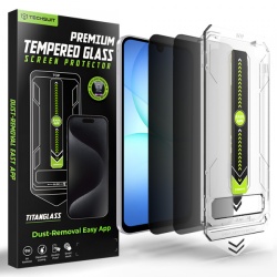 Folie de protectie Ecran Privacy Techsuit TitanGlass CrystalHD pentru Samsung Galaxy A17 5G / A16 5G A166, Sticla Securizata, Full Glue, Set 2 bucati