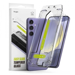 Folie de protectie Ecran Ringke Easy Slide pentru Samsung Galaxy S25 FE, Sticla Securizata, Full Glue, Set 2 bucati