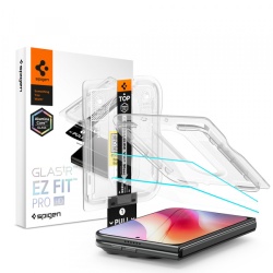 Folie de protectie Ecran Spigen GlastR EZ FIT Pro HD pentru Apple iPhone Duo, Sticla Securizata, Full Glue, Set 2 bucati AGL12013