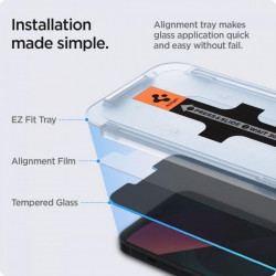 Folie sticla cu sistem de montare Case friendly Spigen GLAS.tR EZ FIT PRIVACY compatibila cu iPhone 13 Pro 2-Pack - Img 4