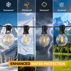 Ghirlanda Luminoasa Decorativa SMART LED IP44 15M, 18+1 becuri LED G40 incluse + Telecomanda,exterior, lumina calda 2700K, potrivita pentru Craciun, Gradina, Terasa, Veranda, Foisor - Img 6