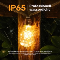 Ghirlandă Luminoasă Solară de Exterior Aisutha (Lungime 6m + 2m, 16 Becuri cu LED-uri, Lumină Alb Cald), Rezistentă la Intemperii IP65, 8 Moduri de Iluminare - Img 8