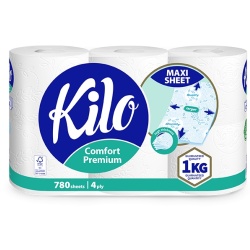 Hartie igienica Kilo Confort, 4 straturi, 6 role