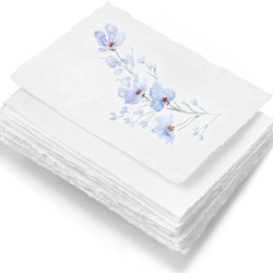 Hârtie Manuală Vintage cu Margini Franjurate Wanderings, Format 10 x 15 cm (4x6 Inch / A6), Set 50 Coli din Bumbac 100% Reciclat, Densitate 130–150 g/m², Presată la Rece, pentru Invitații de Nuntă, Caligrafie, Acuarelă și Imprimare, Alb Natural - Img 2
