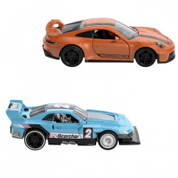 HOT WHEELS SET 2 MASINUTE METALICE PULL BACK GT-SCORCHER SI PORSCHE 911 GT3 1:43 - Img 2