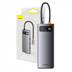 Hub 6 în 1 Seria Baseus StarJoy, USB-C la 3x USB 3.0 + HDMI + USB-C PD + RJ45