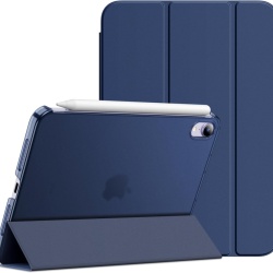 Husă de Protecție Tri-Fold pentru iPad mini 7 A17 Pro (2024) / iPad mini 6 (2021), Smart Cover cu Funcție Auto Sleep/Wake, Spate Mat Translucid, Albastru Închis (Navy Blue)