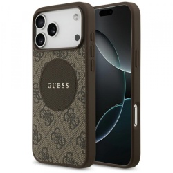 Husa MagSafe pentru Apple iPhone 17 Pro Max, Guess, 4G Circle Classic Logo, Maro