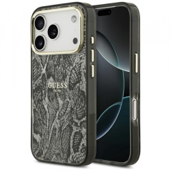 Husa MagSafe pentru Apple iPhone 18 Pro / 17 Pro, Guess, Python Pattern, Neagra