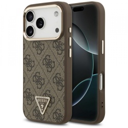 Husa MagSafe pentru Apple iPhone 18 Pro Max / 17 Pro Max, Guess, 4G Triangle Logo, Maro