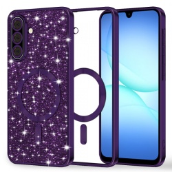 Husa MagSafe pentru Samsung Galaxy A17 4G / A17 5G, Techsuit, Luxury Glitter, Mov Inchis
