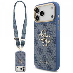 Husa pentru Apple iPhone 18 Pro Max / 17 Pro Max, Guess, Big 4G Classic Logo & Big Strap Metal Buttons, Albastra
