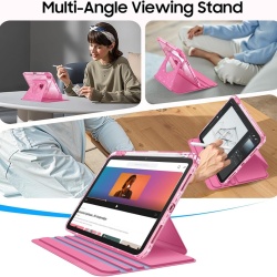 Husă Rotativă 360° Fintie pentru iPad 11 Gen (A16, 11") și iPad 10 Gen (10.9"), Suport Apple Pencil, Funcție Auto Sleep/Wake, Spate Hibrid PC+TPU, Roz cu Sclipici (Glittering Pink) - Img 8
