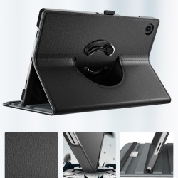 Husă Rotativă TiMOVO pentru Samsung Galaxy Tab A11+ / A11 Plus 11" (2025), Suport Pivotant 90° Orizontal / Vertical, Funcție Auto Sleep/Wake, Bandă Elastică, Piele Ecologică, Negru - Img 6