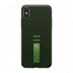 Husa telefon, Baseus Little Tail, cu curea ajustabila din silicon, pentru iPhone XS / X, negru+verde