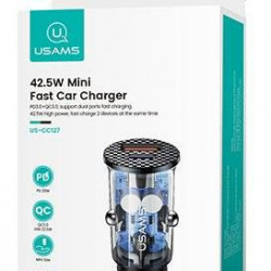 Incarcator auto USAMS CC127 C25 42.5 / 22.5W + PD20W albastru transparent - Img 2
