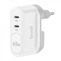 Incarcator de perete 2x USB Budi 326RE, 65 W, (alb) - Img 1