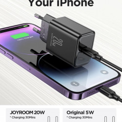Incarcator de perete Joyroom JR-TCF02 USB-C PD 20W + cablu USB-C - negru - Img 2