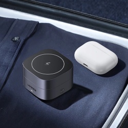 Incarcator inductiv Ugreen W526 3in1 MagSafe / Qi pentru telefon / casti cu port USB-C - negru - Img 7