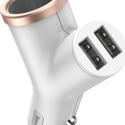 Incarcator telefon, Baseus Y Type, 2xUSB si extensie bricheta, 3.4A, alb - Img 2
