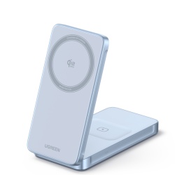Incarcator Wireless Ugreen MagFlow 2-in-1 Qi2.2, 25W, Albastru