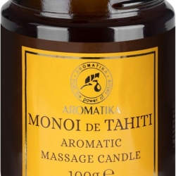 Lumânare pentru Masaj Cald Monoi de Tahiti 100 g, din Ceară Naturală de Soia, Ulei de Cocos și Oleorășină de Vanilie, Ulei Hidratant de Corp, Aromaterapie și Relaxare