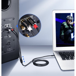 Mini jack 3,5 mm Ugreen - cablu 2RCA audio 3m negru (10590) - Img 4