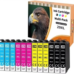 Multipack 12 Cartușe de Cerneală Compatibile Epson 29XL (T29), Negru și Color, Randament Ridicat