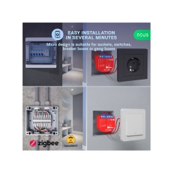 Nous B1Z smart Tuya Zigbee mini relay module, with switch input, 1-gang - Img 2