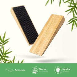 Opritor de Ușă pentru Pardoseală din Lemn Natural de Bambus, Talpă Antiderapantă din Cauciuc, Fixare Fără Găurire sau Adeziv, Protecție Anti-Zgârieturi pentru Parchet și Gresie, Design Elegant Natur - Img 3