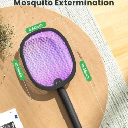 Paleta electrica anti-tantari si insecte 2 in 1 pliabila, lampa UV anti-insecte, acumulator reincarcabil 1800 mAh, zapper portabil pentru casa, terasa, curte si camping - Img 6