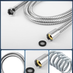 Pară de Duș de Înaltă Presiune cu Furtun Inclus, Cap Rotund 120 mm, 3 Moduri de Pulverizare, Duze Anti-Calcar din Silicon, Finisaj Cromat Lucios, Para de Duș Manuală Antirugină pentru Baie, Hotel și Spa - Img 2
