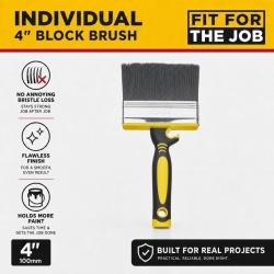 Pensulă pentru Zidărie "Block Brush" Fit For The Job 4 inch, Perete Exterior și Suprafețe Rugoase, Mâner Soft-Grip - Img 2