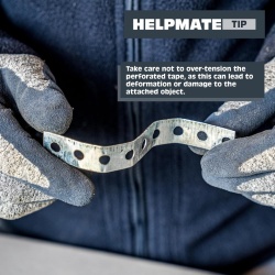 Plabanda Bandă Perforată de Montaj HELPMATE 3 m x 20 mm x 0.8 mm, Oțel Galvanizat Sendzimir, Chingă Metalică Lată pentru Suspendare Rigide, Fixare Țevi, Cabluri și Lucrări de Construcție/DIY, Argintiu - Img 3