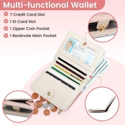 Portofel Mic de Damă Pomelo Best cu Protecție RFID, Mini Portofel din Piele Ecologică PU Moale, Design Elegant cu Imprimeu, Ușor și Compact pentru Utilizare Zilnică și Călătorii - Img 4