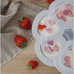 Recipient Multi-Porții din Silicon cu Capac BÉABA Maxi Porțiuni 6 x 90 ml, Formă pentru Congelare și Păstrare Hrană Bebeluși, Rezistență Termică la Cuptor și Microunde (-55°C la +210°C) - Img 2
