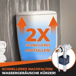 Robinet flotor alimentare rezervor WC LA MAISON SAB, racord lateral 3/8" (12/17 mm), alimentare orizontală silențioasă, presiune până la 21 Bar, certificat CE, Alb - Img 6