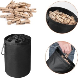 Sacosa pentru carlige de rufe Typec, cu snur de strangere si carabiniera de agatare, sac depozitare impermeabil pentru interior si exterior, Negru - Img 2