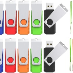 Set 10 Bucăți Stick-uri USB 2.0 Typec Home 8 GB, Memorie Externă USB / Pendrive cu Design Rotativ și Culori Mixte, Include Șnururi Asortate