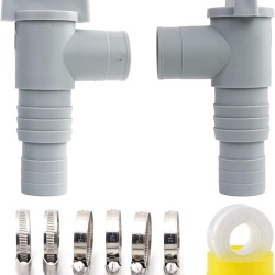 Set 2 Robinete de Închidere pentru Piscină cu Conexiune Furtun 32 mm, Supape de Blocare Debit cu 6 Coliere din Oțel Inoxidabil, Adaptor Mentenanță Filtru și Pompă de Apă