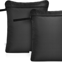 Set 2 Saci Impermeabili pentru Haine Umede , Dimensiune 50 x 60 cm, Material Oxford 210D cu Fermoar, Culoare Neagră, Ideali pentru Sală, Înot și Călătorii