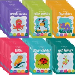 Set 24 Mini Cărți de Colorat pentru Copii THE TWIDDLERS, Format A6, Modele cu Animale, Ideale pentru Cadouri și Pungi de Petrecere (Party Favours)