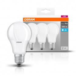 Set 3 becuri LED Osram, A75, E27, 10W (75W), 1055 lm, mat, lumina neutra (4000K)